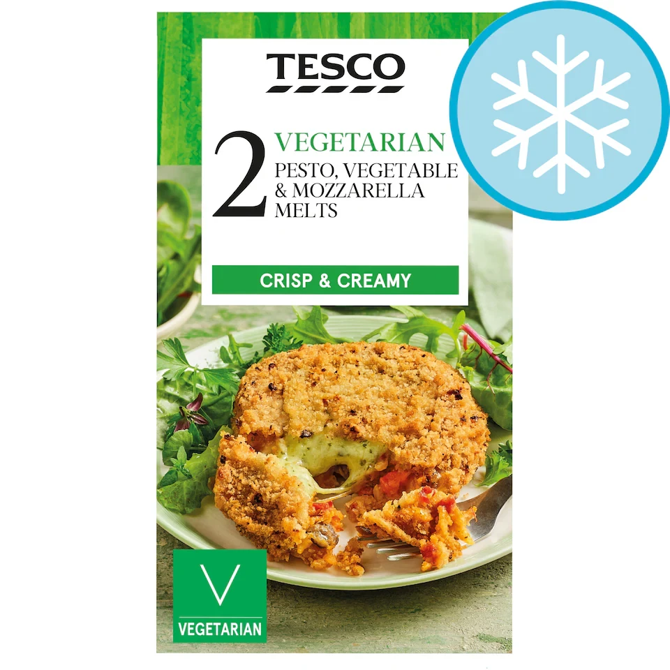 Tesco Vegetarian 2 Pesto, Vegetable & Mozzarella Melts 280G