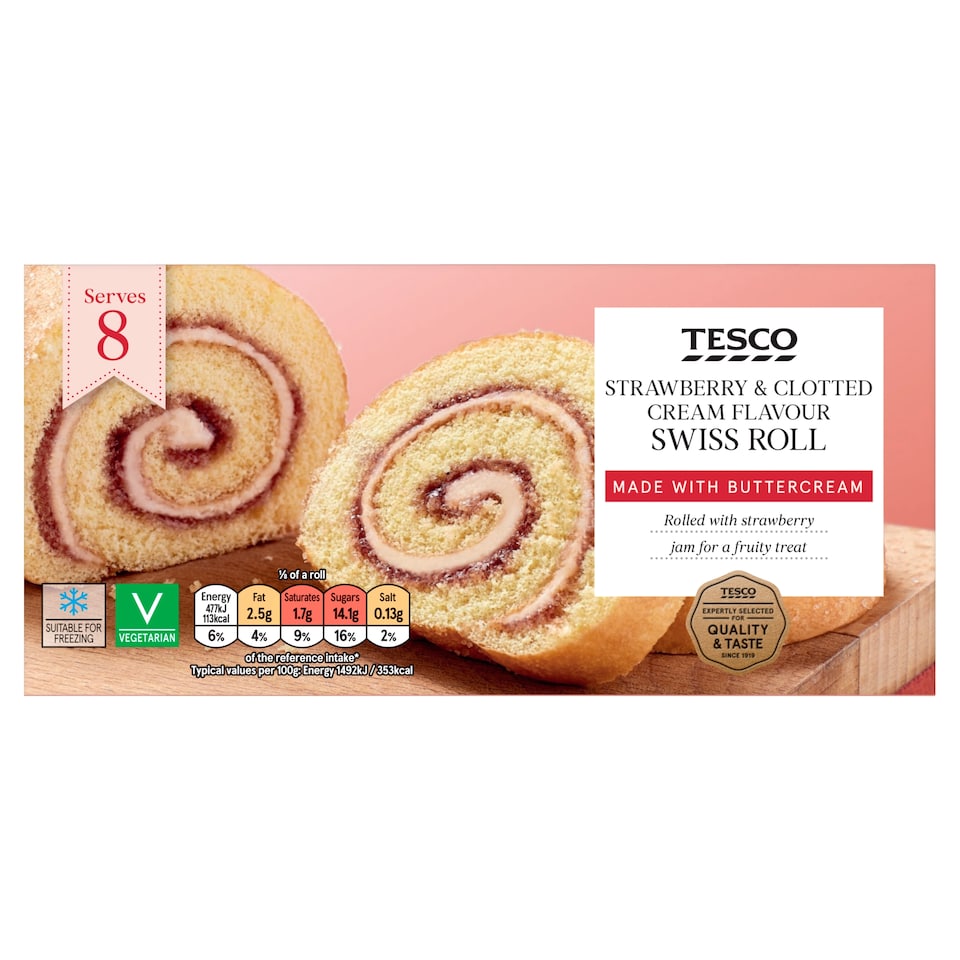 Tesco Strawberry & Clotted Cream Flavour Swiss Roll