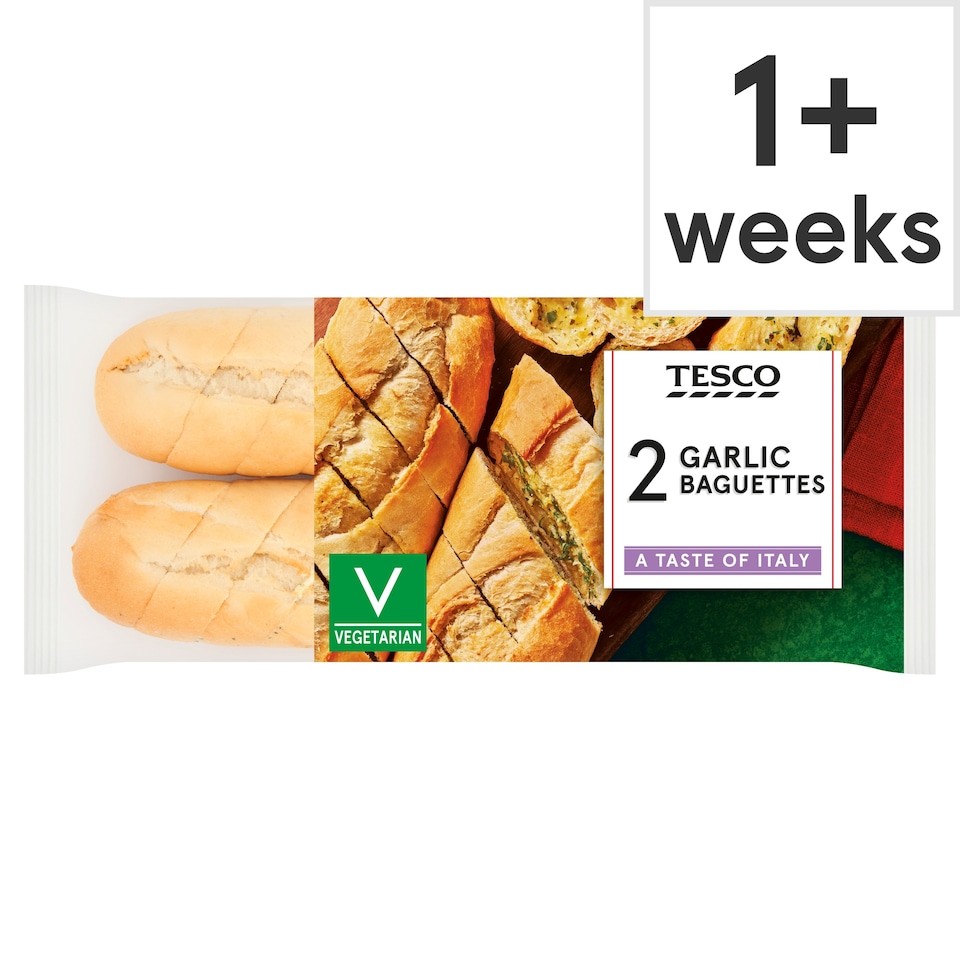 Tesco 2 Garlic Baguette 410g