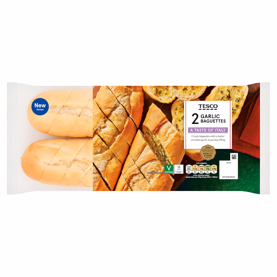 Tesco 2 Garlic Baguette 410g