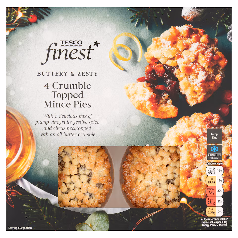 Tesco Finest 4 Crumble Topped Mince Pies