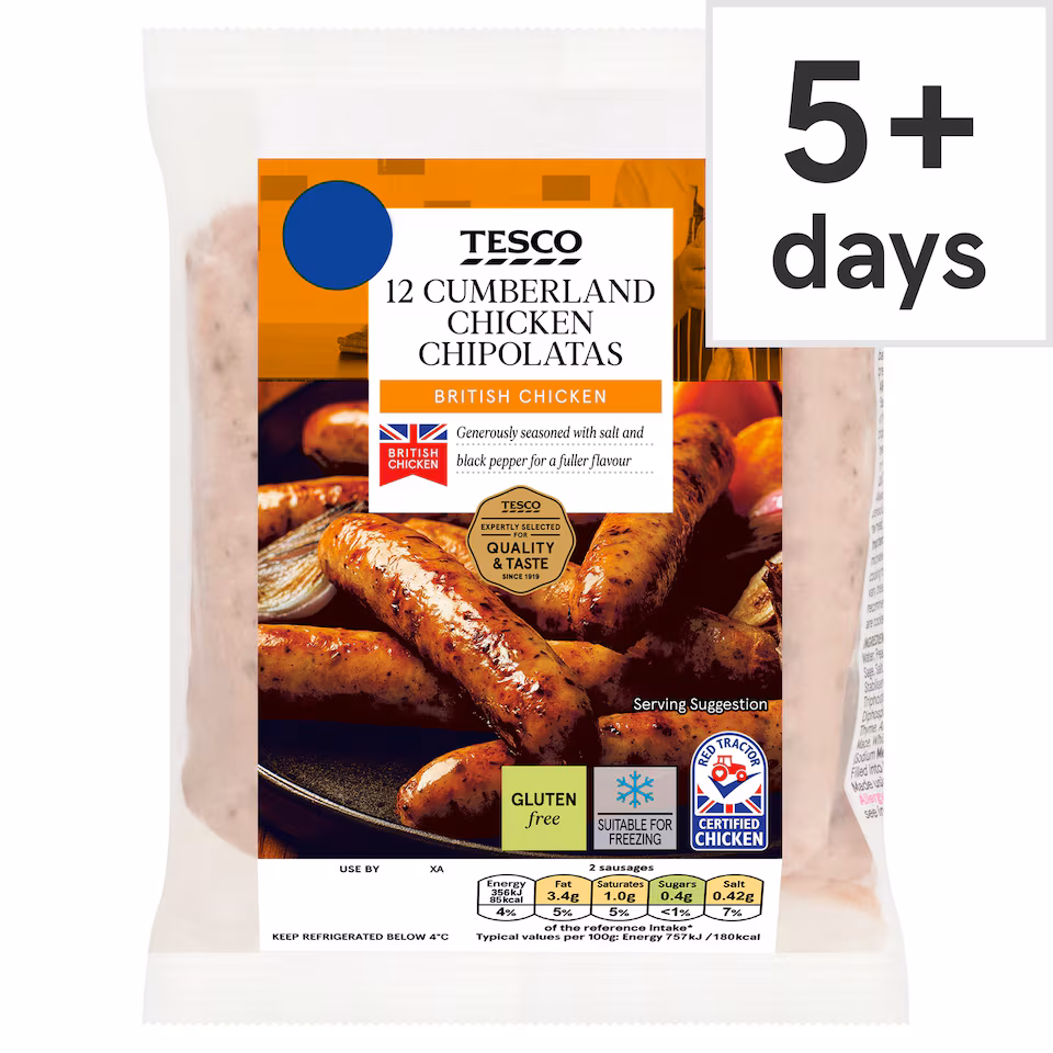 Tesco 12 Cumberland Chicken Chipolatas 375g