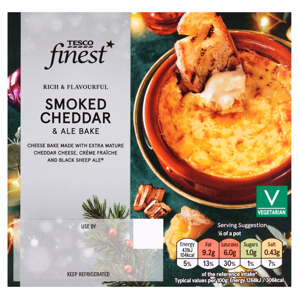 Tesco Finest Hickory Smoked Extra Mature Cheddar Bake With Ale 150G
