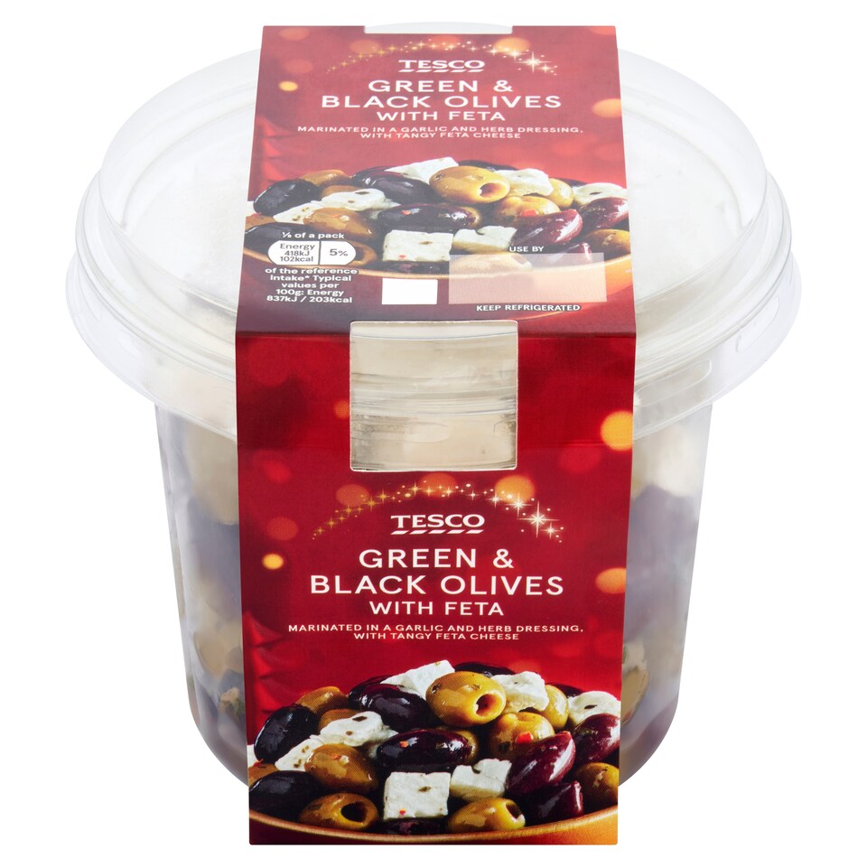 Tesco Green & Black Olives with Feta 400g