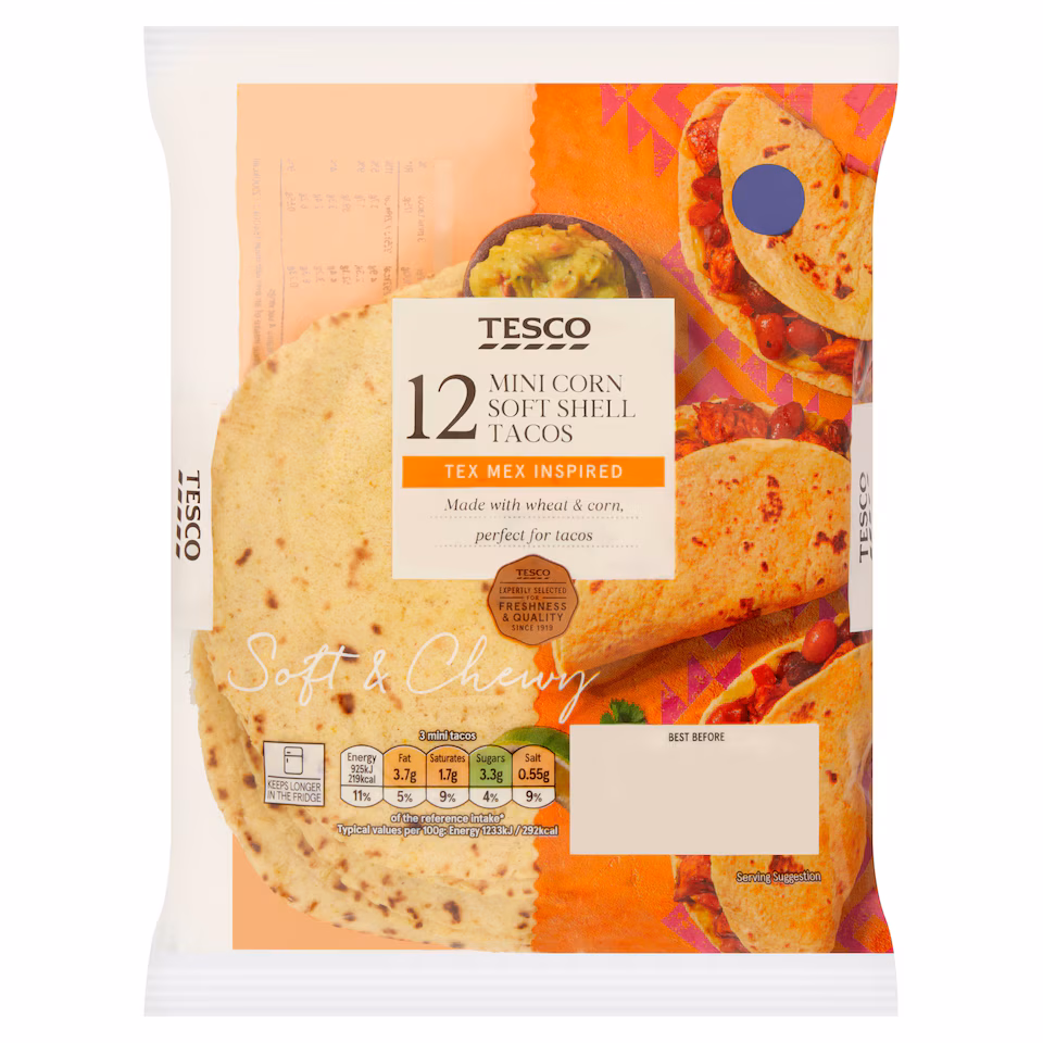 Tesco Mini Corn Soft Shell Tacos 12 Pack