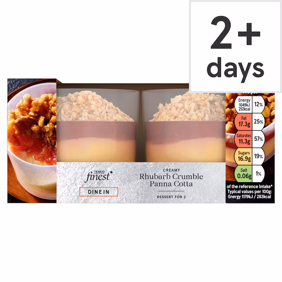Tesco Finest Rhubarb Crumble Panna Cotta 2 x 89g