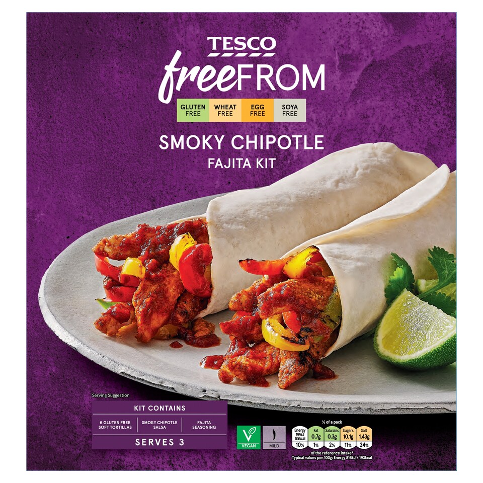 Tesco Free From Smoky Chipotle Fajita Kit 295g