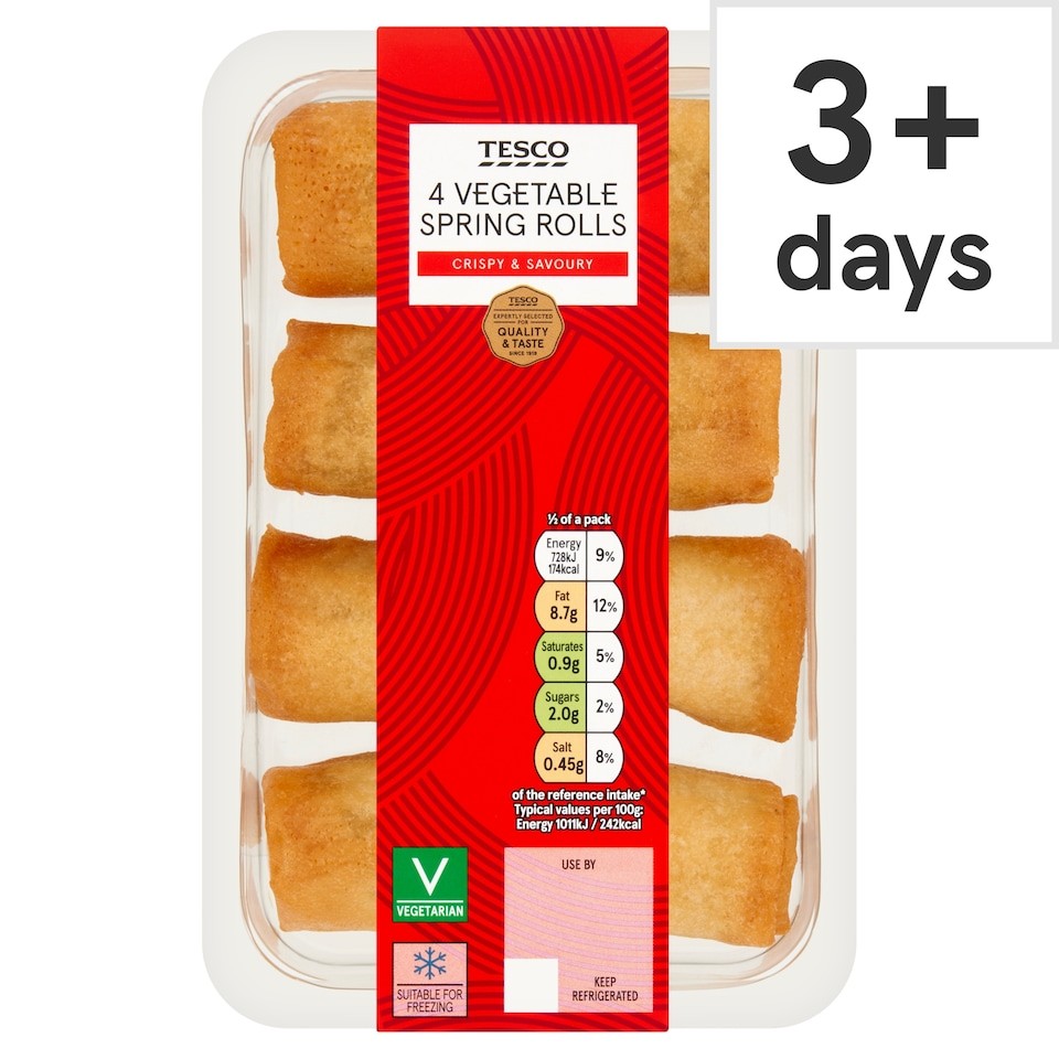 Tesco 4 Vegetable Spring Rolls 144g