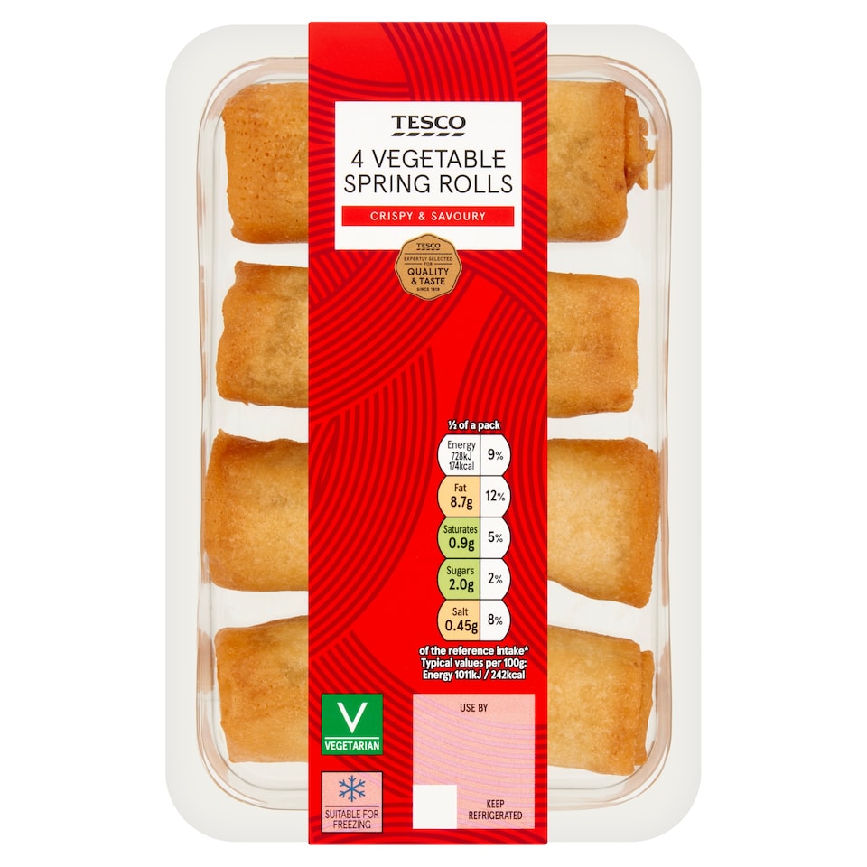Tesco 4 Vegetable Spring Rolls 144g