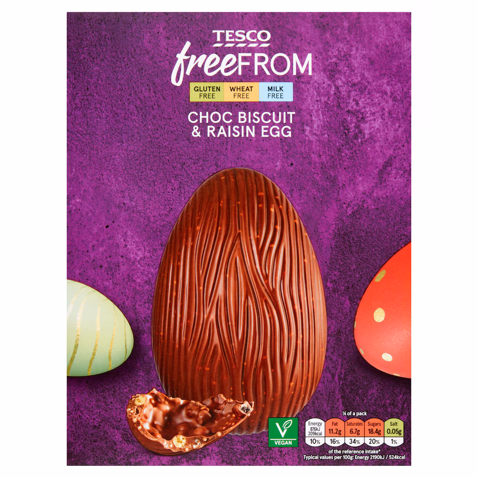 Tesco Free From Choc Raisin and Biscuit Egg 160g