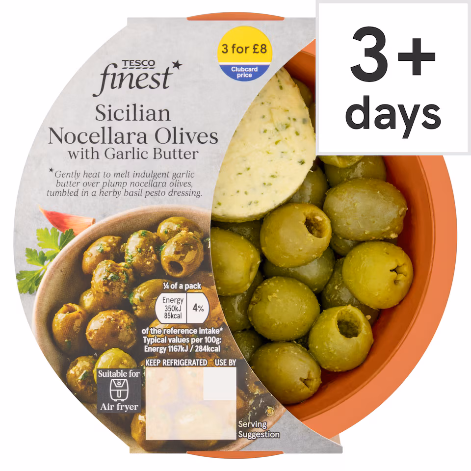 Tesco Finest Garlic Butter Sicilian Nocellara Olives 120g