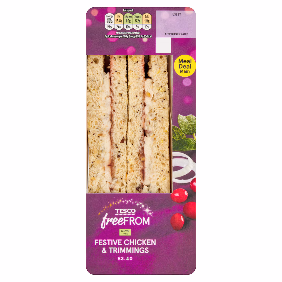 Tesco free From Festive Chicken & Trimmings Sandwich