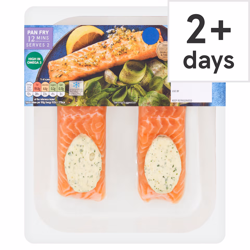 Tesco Garlic & Parsley Salmon Fillets Vibrant & Savoury 240g