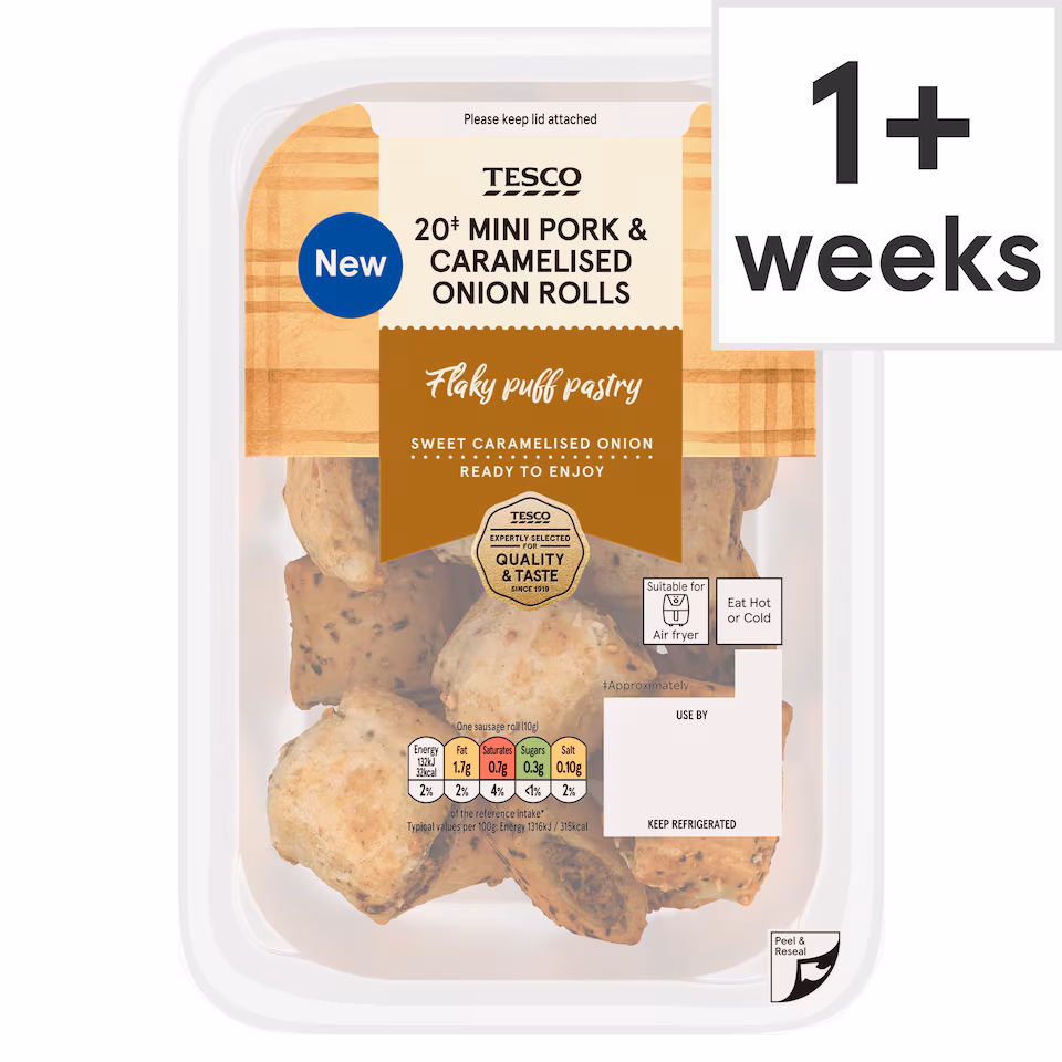 Tesco 20 Pork & Caramelised Onion Rolls 200g