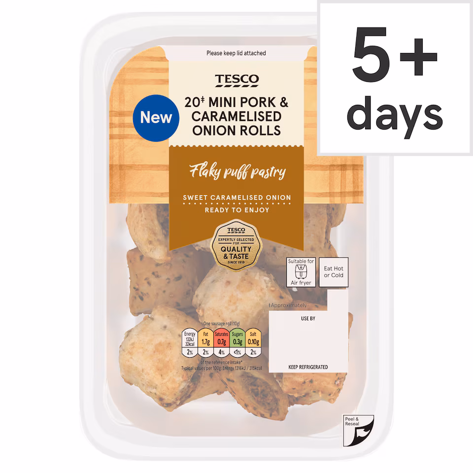 Tesco 20 Pork & Caramelised Onion Rolls 200g