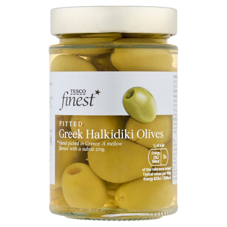 Tesco Finest Pitted Greek Halkidiki Olives 305G