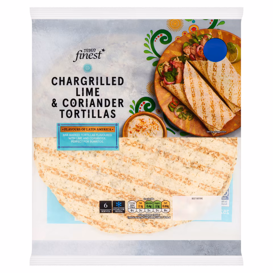 TESCO finest Chargrilled Lime & Coriander Tortillas 252g