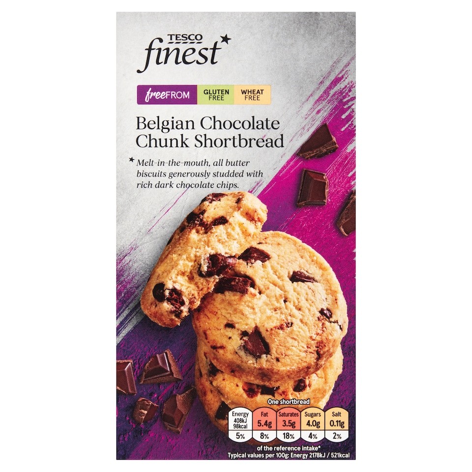 Tesco Finest Free From Belgian Chocolate Chunk Shortbread 150g