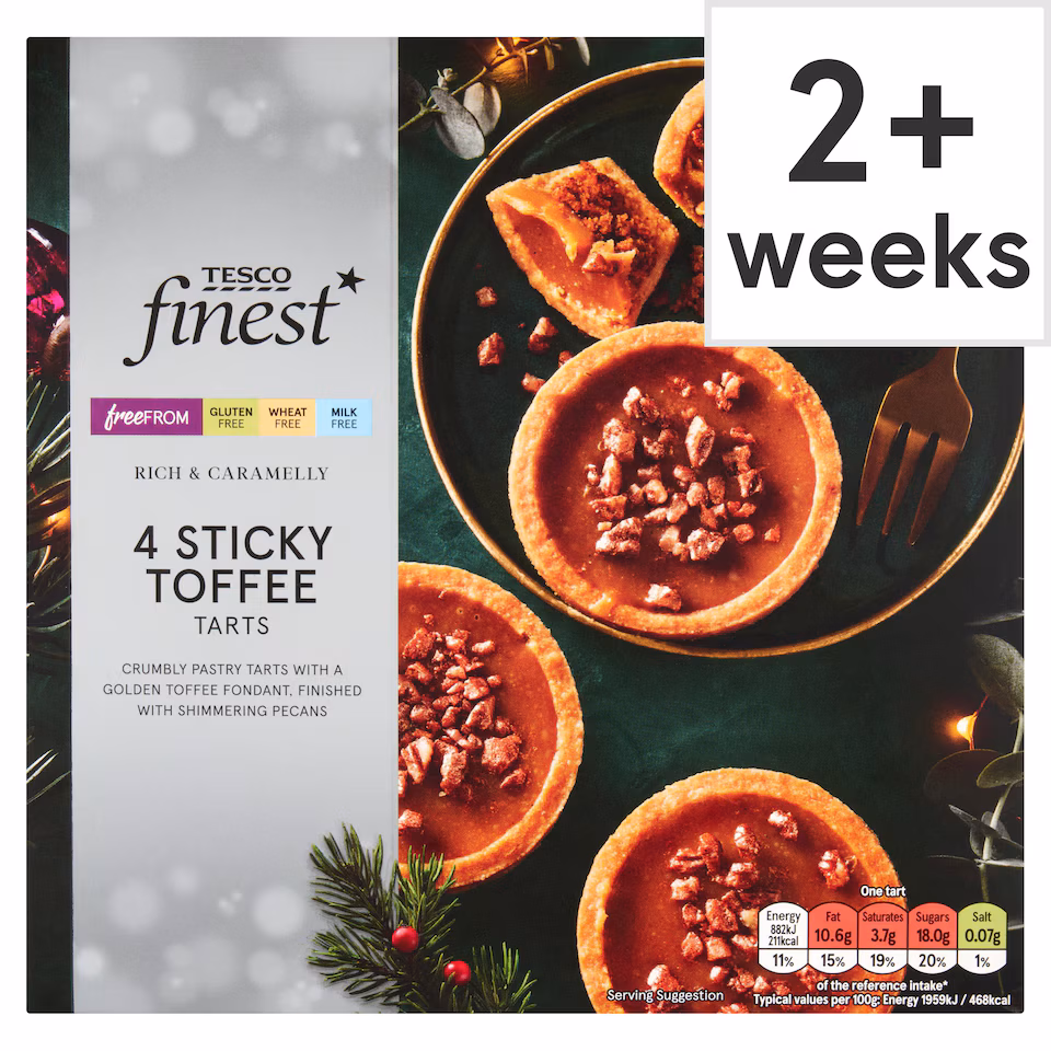 Tesco Finest Free From 4 Sticky Toffee Tarts 180g