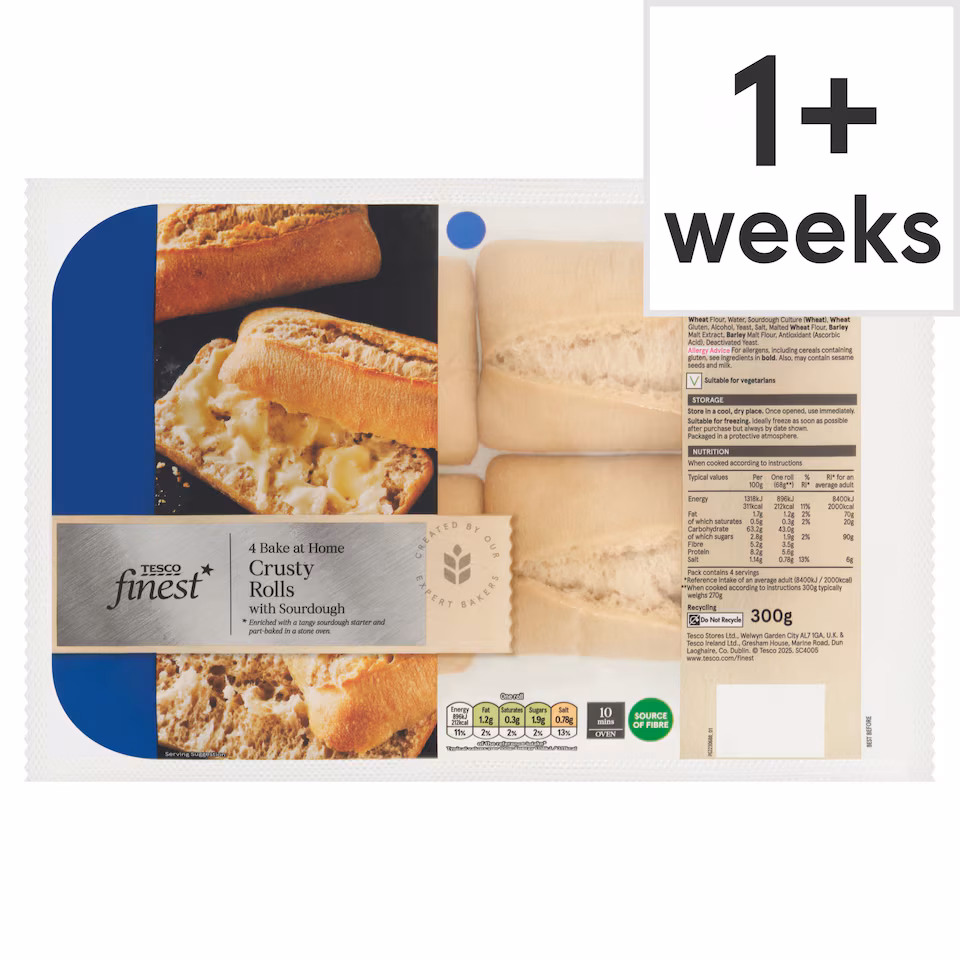 Tesco Finest 4 Crusty Rolls 300g