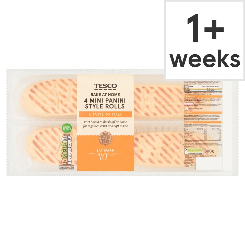 Tesco Bake at Home Mini Panini Style Rolls 4 pack