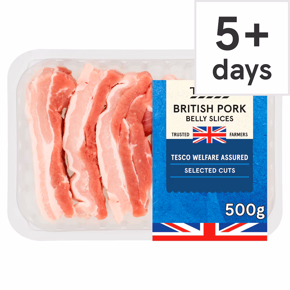 Tesco British Pork Belly Slices 500g