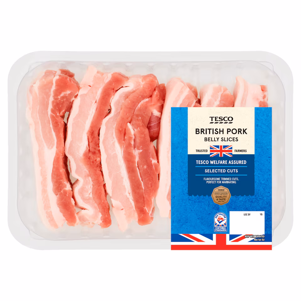 Tesco British Pork Belly Slices 500g