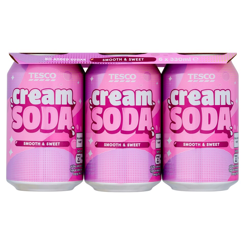 Tesco No Added Sugar Cream Soda 6x330ml