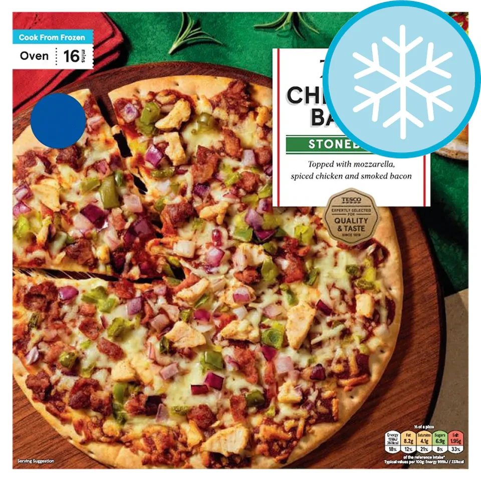 Tesco Stonebaked BBQ Chicken and Bacon Pizza 335g