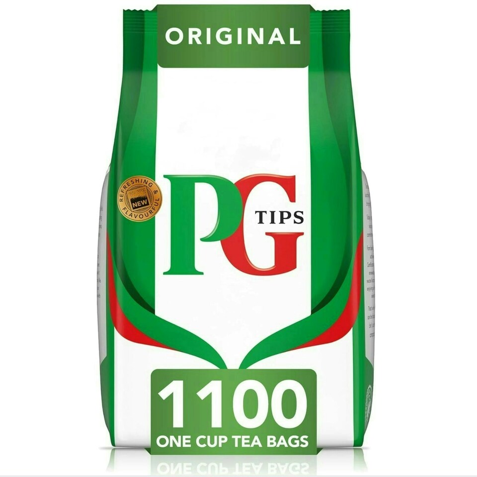 PG Tips Original | Black Tea Bags Bulk | One Cup | Refreshing & Flavourful | Ideal For Office Catering | 1100 Plant Based Biodegradable Square Teabags | Multi