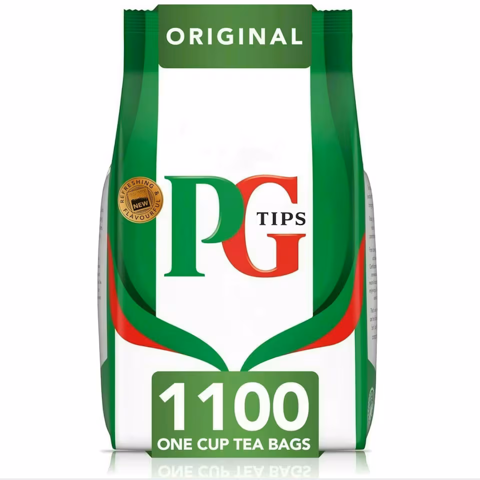 PG Tips Original | Black Tea Bags Bulk | One Cup | Refreshing & Flavourful | Ideal For Office Catering | 1100 Plant Based Biodegradable Square Teabags | Multi