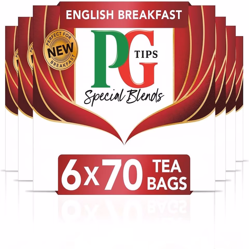 PG Tips Special Blends English Breakfast Tea, Bold & Strong Flavour, 70 Teabags, 6 Pack | Red