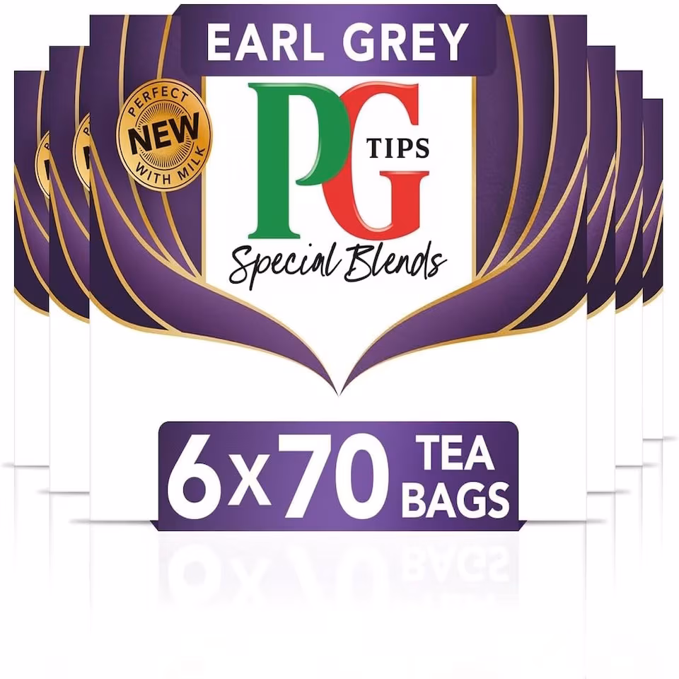 PG Tips Special Blends Earl Grey Tea, Refreshing, Light & Citrusy, 70 Teabags, 6 Pack | Purple