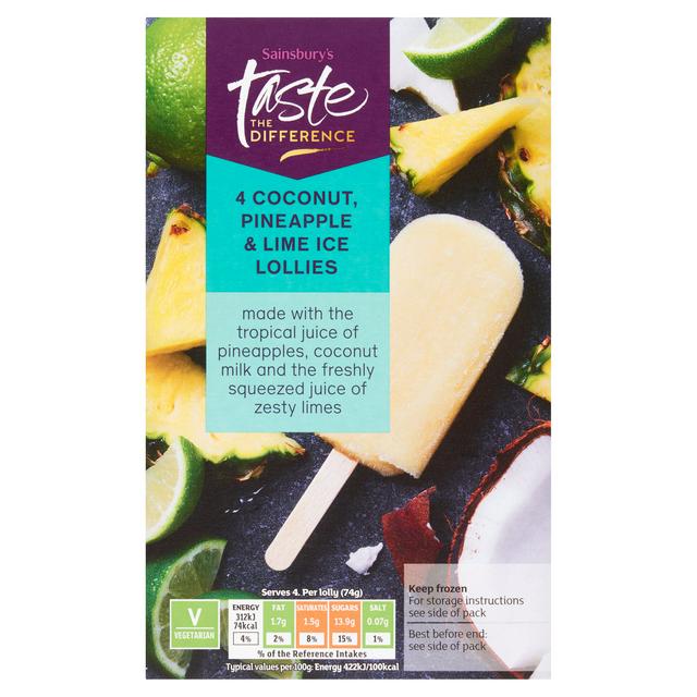 Sainsbury's Pineapple, Coconut & Lime Lollies, Taste the Difference x4