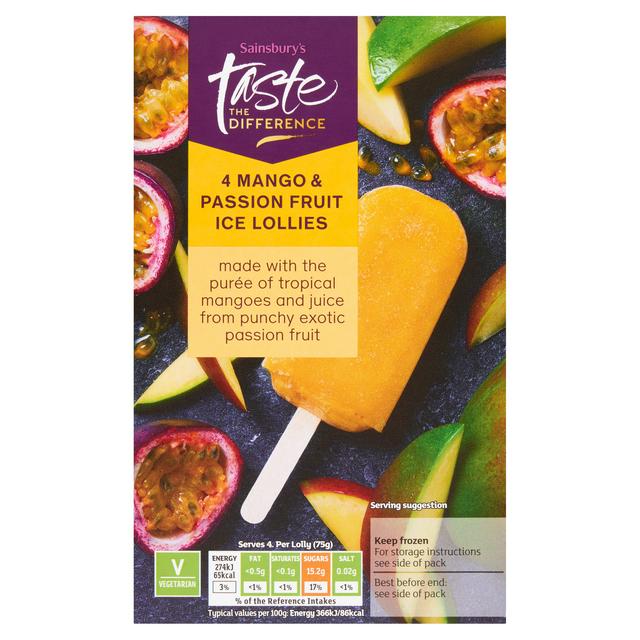 Sainsbury's Mango & Passion Fruit Ice Lollies, Taste the Difference 4x73ml