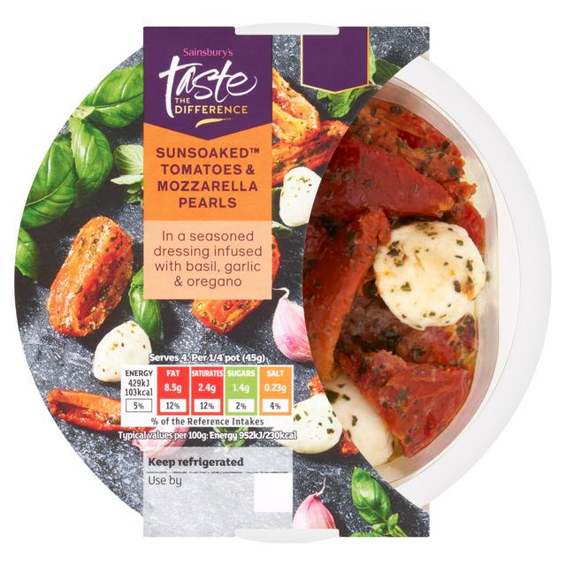 Sainsbury's Sunsoaked Tomatoes & Mozzarella Pearls, Taste the Difference 180g