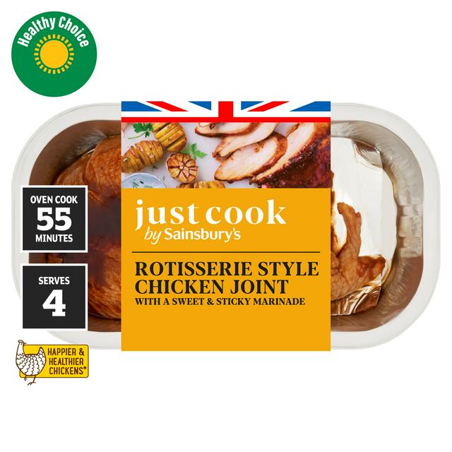 Sainsbury's Ready to Cook Rotisserie Style British Chicken Joint with a Sweet & Sticky Marinade 500g (serves 2 to 3)