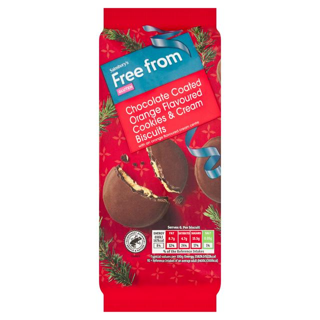 Sainsbury's Free From Chocolate Coated Orange Flavoured Cookies & Cream Biscuits 192g