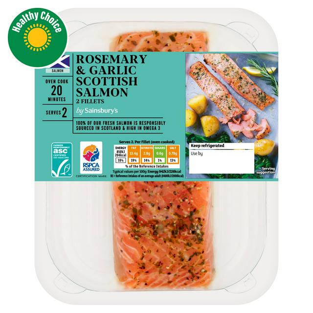 Sainsbury's Ready to Cook Rosemary & Garlic Scottish Salmon 220g