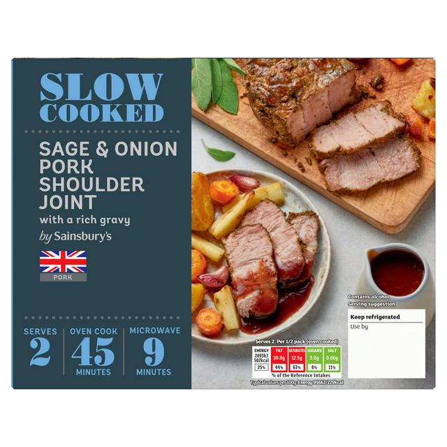 Sainsbury’s Slow Cooked Sage & Onion British Roast Pork Shoulder Joint with Gravy 545g (serves x2)