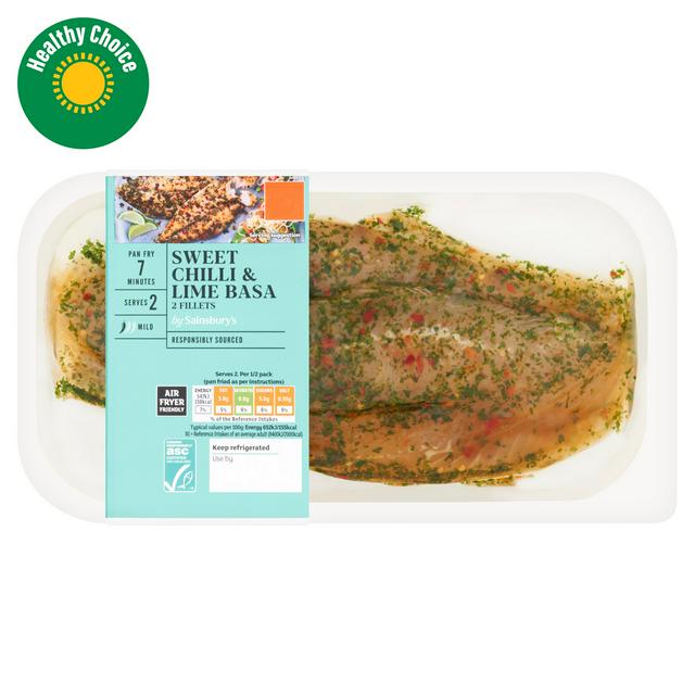 Sainsbury's Ready to Cook Sweet Chilli ASC Basa Fillets x2 245g