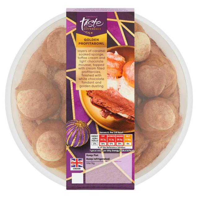 Sainsbury's Golden Profitabowl Sticky Toffee & Belgian White Chocolate, Taste the Difference 650g