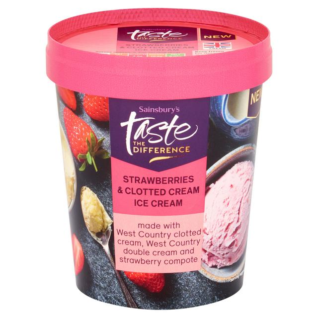 Sainsbury's Strawberries & Clotted Cream Ice Cream, Taste the Difference 480ml