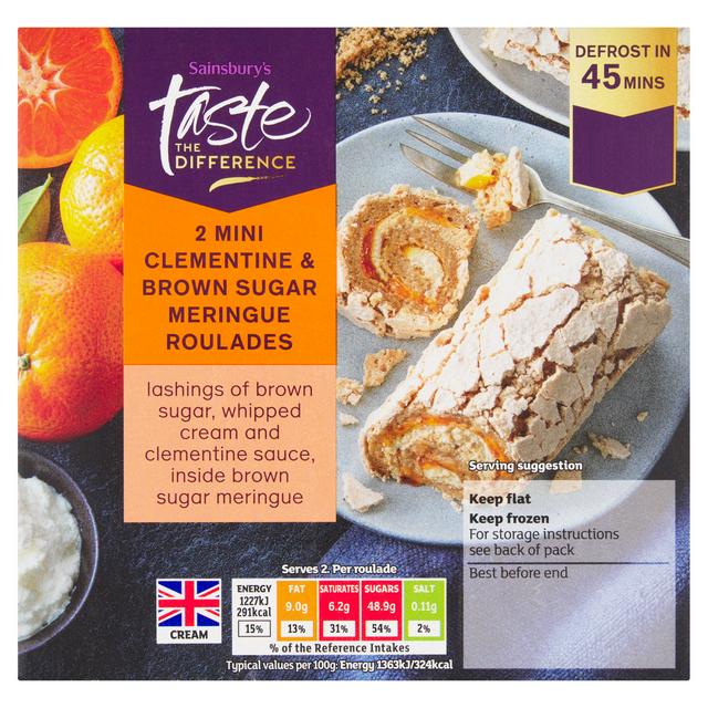 Sainsbury's Mini Clementine & Brown Sugar Meringue Roulades, Taste the Difference x2 180g
