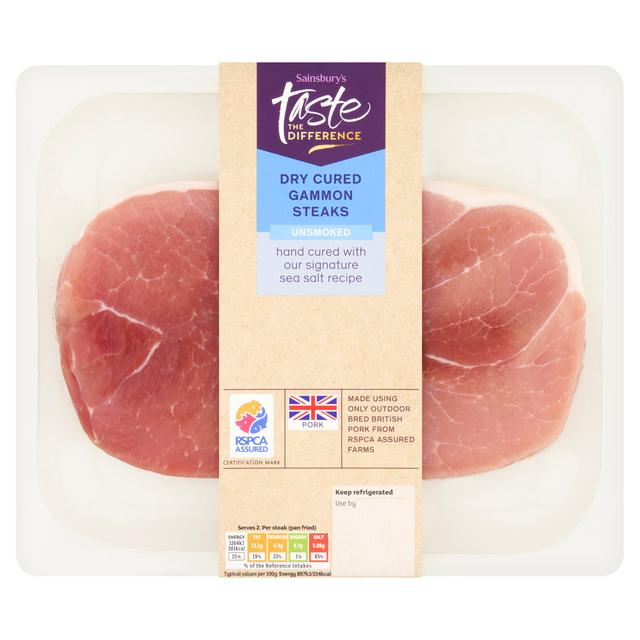 Sainsbury's Dry Cured Gammon Steaks Unsmoked, Taste the Difference 400g