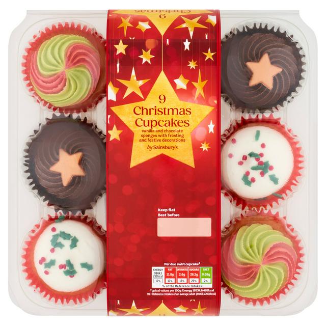 Sainsbury's Christmas Cupcakes x9