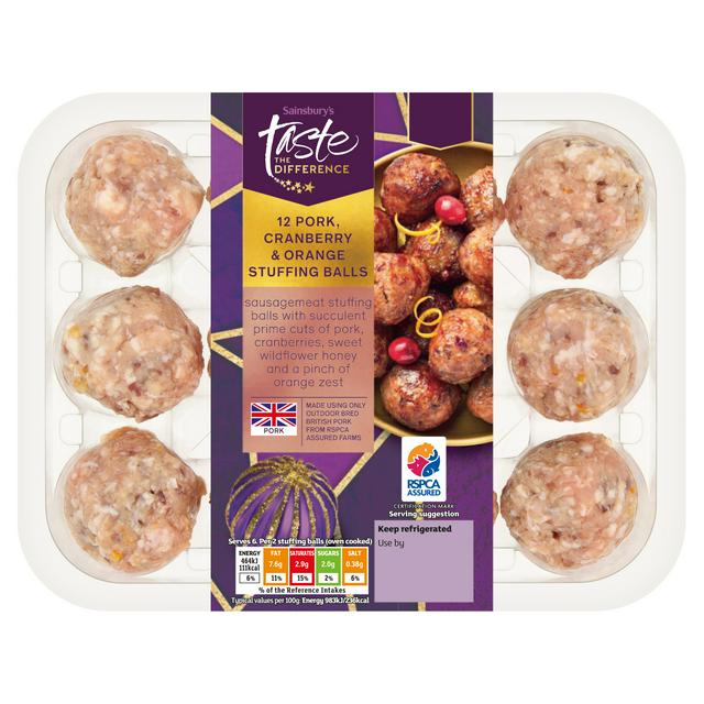 Sainsbury's Pork Cranberry & Orange Stuffing Balls, Taste the Difference x12 360g