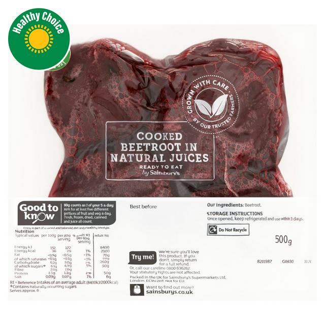Sainsbury's Cooked Beetroot in Natural Juices 500g