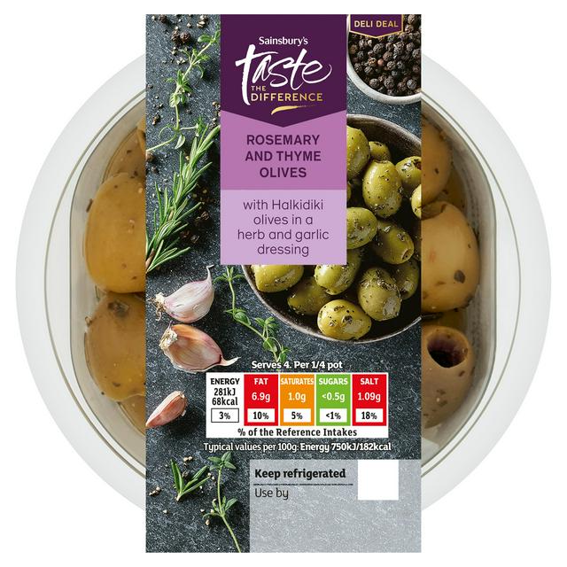 Sainsbury's Rosemary & Thyme Olives, Taste the Difference 150g