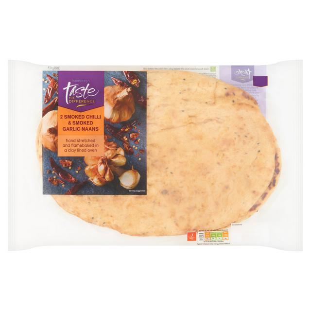 Sainsbury's Garlic & Chilli Naan, Taste the Difference x2